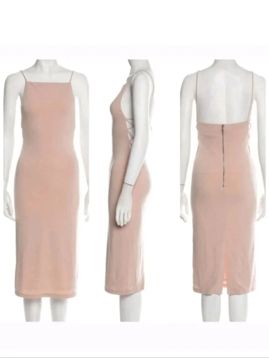 Alice +Olivia Kia Air Beige Midi Length  Dress Size 8 - Picture 4 of 10